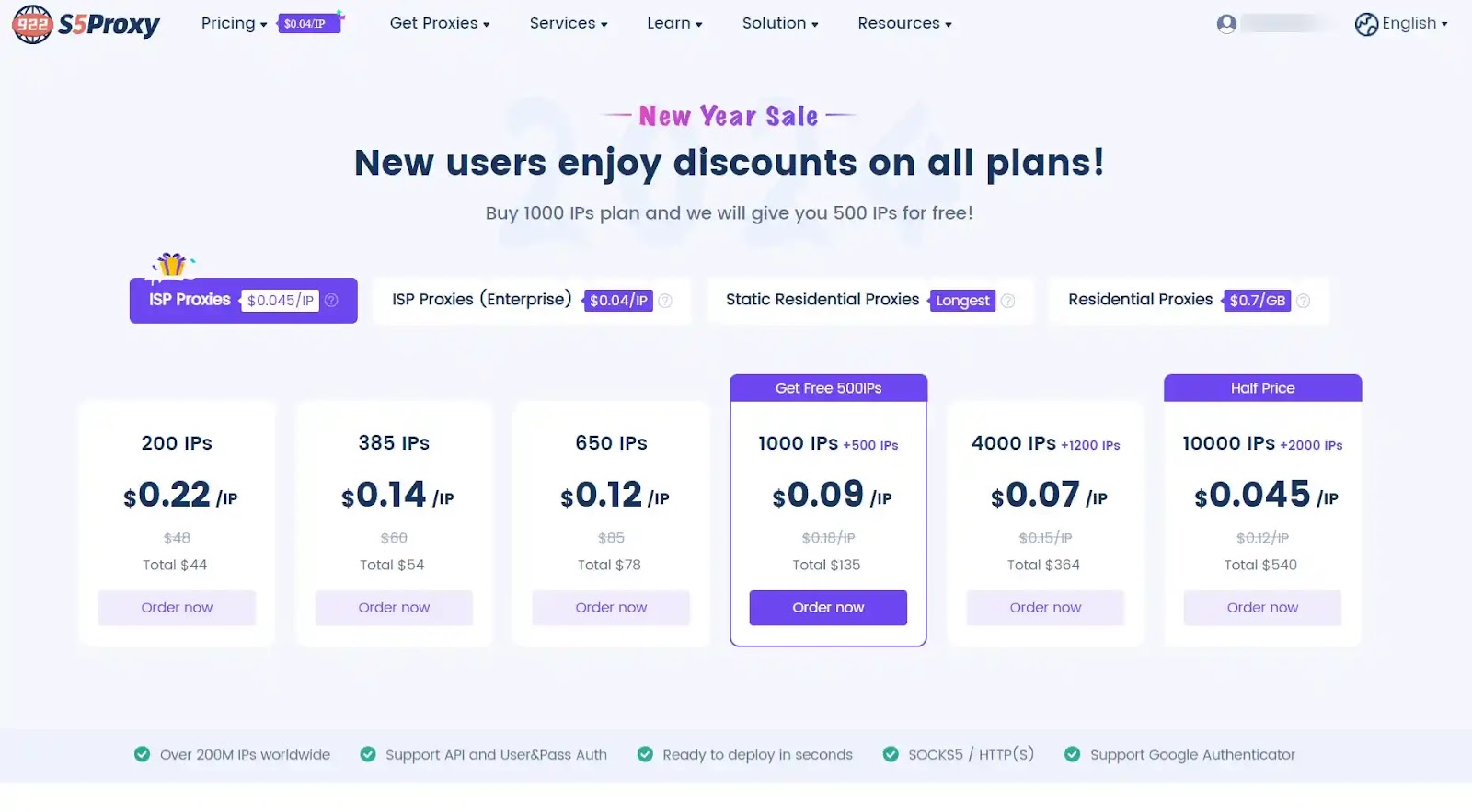 922 S5 Proxy Dashboard 922 S5 Pricing Plan