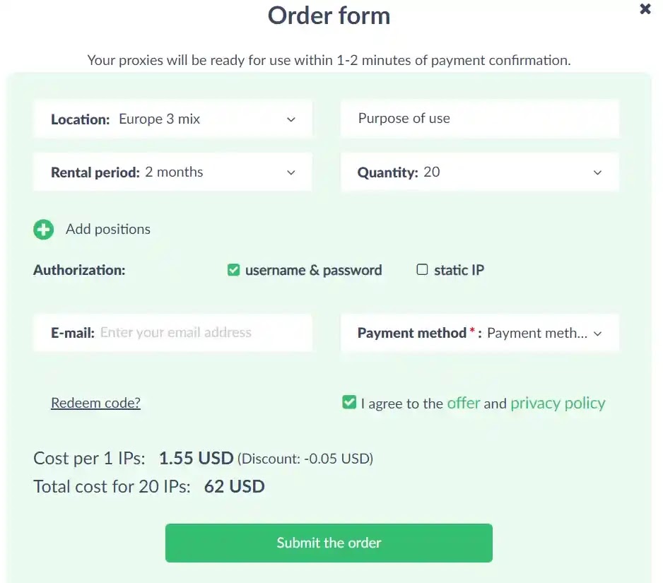 Order Form Order Form
