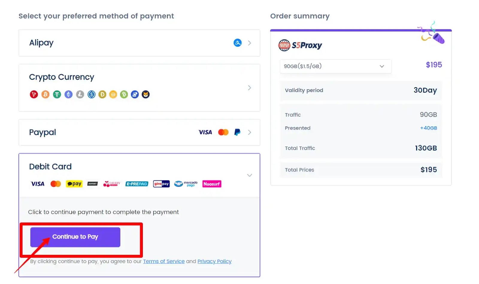 Continue to Pay 922 S5 Preferred Payment Method